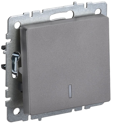 IEK BRITE BASE Сталь Выключ. 1-кл. прох. с инд. 10А ВС10-1-7-БрС