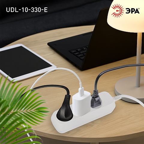 ЭРА Удлинитель электрический UDL-10-330-E Greenline 3 розетки с заземлением 3м ПВС 3x0.75мм2