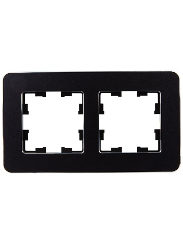 IEK BRITE DECOR Черный металл. скругл.угол Рамка 2-м РУ-2-1-Бр RE