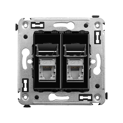 DKC Avanti Черный квадрат Компьютерная розетка RJ-45 двойная  категория 6 экранированная