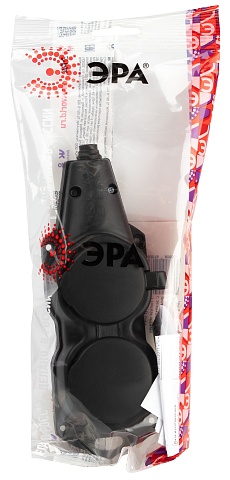 ЭРА Колодка KX-2e-B-IP44 каучуковая с заземлением 2 розетки 16A IP44 черная