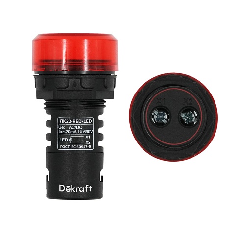 Dekraft Лампа комм. ADDS D22 LED кр. 220В AC/DC ЛK-22