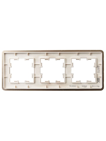 IEK BRITE DECOR Шампань металл. скругл.угол Рамка 3-м РУ-3-1-Бр RE AL