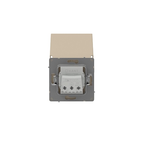 DKC KANT Розетка силовая, 2P+E, с з/ш, с крышкой, IP44, ванильный марципан