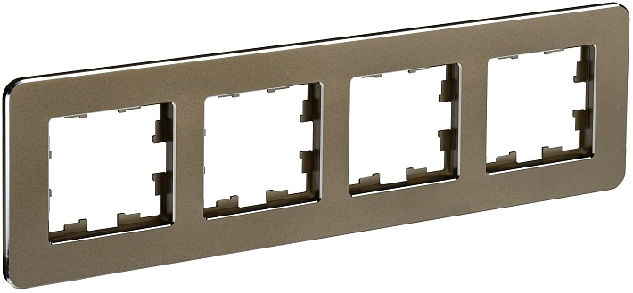IEK BRITE DECOR Латунь металл. скругл.угол Рамка 4-м РУ-4-1-Бр RE