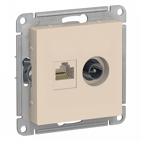 SE AtlasDesign Беж Розетка двойная комп+ТВ, RJ45+TV, кат.5E, механизм