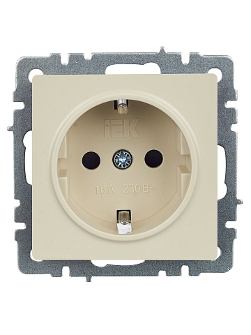 IEK BRITE Розетка 1-местная с заземлением с защитными шторками 16А РС14-1-0-БрКр бежевый