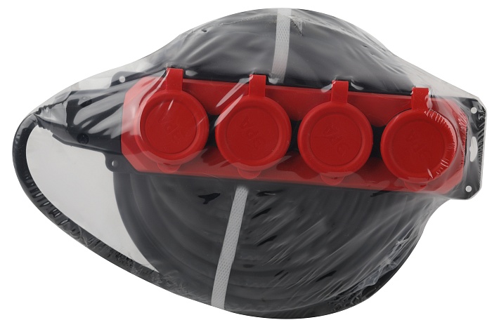 ЭРА Удлинитель силовой UK-4e-3x1,5-30m-IP44(KG) с заземлением 4 розетки каучук 30м КГ 3х1,5мм2 IP44