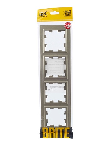 IEK BRITE Рамка 4-местная РУ-4-БрШ шампань