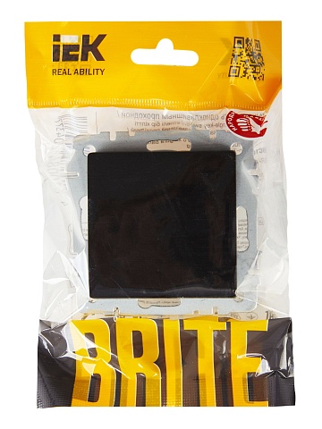 IEK BRITE Выключатель 1-клавишный проходной 10А ВС10-1-6-БрЧ черный