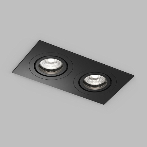 Denkirs DK2112-BK Встраиваемый влагозащищённый светильник HYDRO, IP44, 2×15 Вт LED макс., GU10, алюминий, чёрный