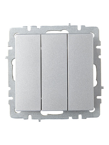 IEK BRITE Выключатель 3-клавишный 10А ВС10-3-0-БрА алюминий
