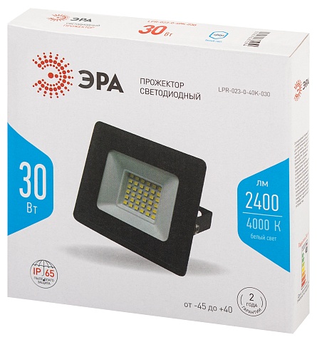 ЭРА Прожектор светодиодный уличный LPR-023-0-40K-030 30Вт 4000K IP65 гарантия 2 года