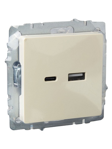 IEK BRITE Роз. USB A+C 18Вт РЮ11-1-БрКр беж.
