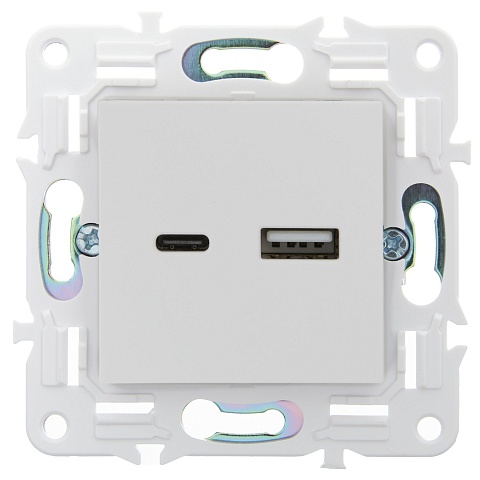 IEK SKANDY Арктический белый Розетка USB A+C 18Вт SK-R13W