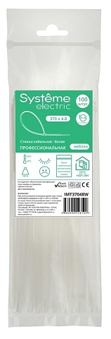 Systeme Electric Стяжка кабельная 370х4.8 Белая (100шт)