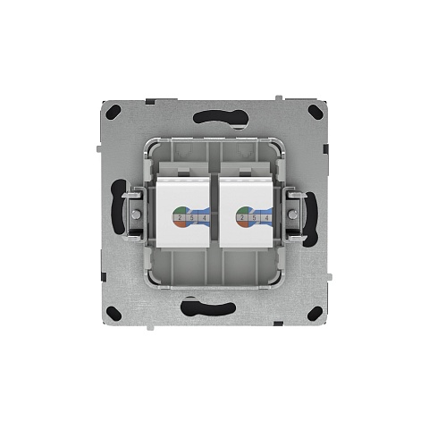DKC KANT Компьютерная розетка RJ-45 без шторки, кат.5е двойная, черный уголь