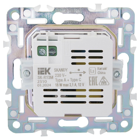 IEK SKANDY Мятный Розетка USB A+C 18Вт SK-R13G