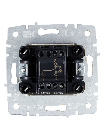 IEK BRITE BASE Алюминий Выключ. 1-кл. прох. с инд. 10А ВС10-1-7-БрА