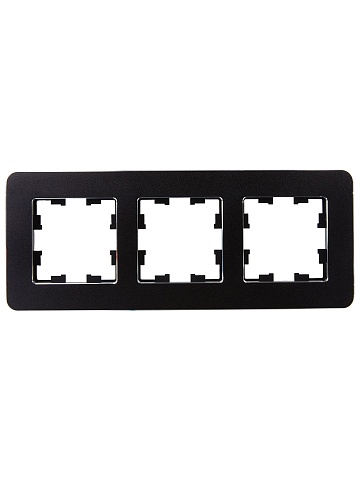 IEK BRITE DECOR Черный металл. скругл.угол Рамка 3-м РУ-3-1-Бр RE