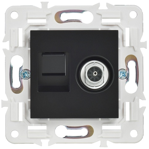IEK SKANDY Черный Розетка двойная TV+RJ45 кат.5E SK-A14Bl