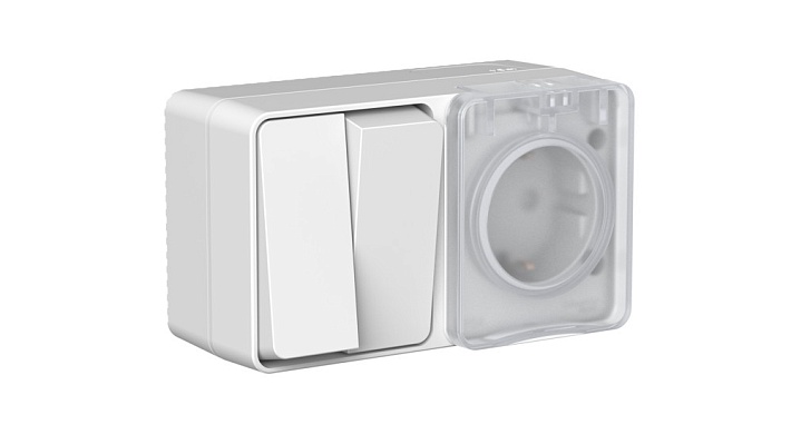 Systeme Electric AtlasDesign Profi54 О/У БЛОК: РОЗ. з/к со шт. 16А, ВЫКЛ.2-клав.10А, СЕРЫЙ