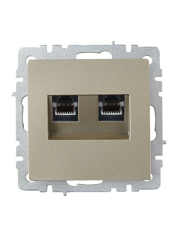 IEK BRITE Розетка двойная RJ11+RJ45 кат.5E РК/Т12-БрШ шампань
