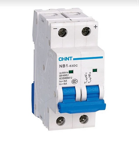CHINT Авт. выкл. пос.тока NB1-63DC 2P C4A DC500В 6kA (R)