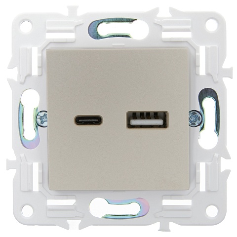 IEK SKANDY Песочный Розетка USB A+C 18Вт SK-R13Sa