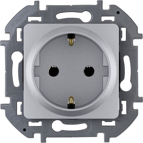 Legrand INSPIRIA Алюминий Розетка 2К+З - немецкий стандарт - 16 А - 250 В