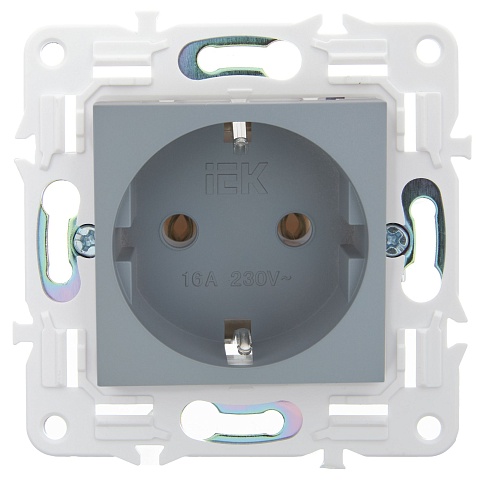 IEK SKANDY Серый Розетка с/з без защитных шторок 16А SK-R05Gr