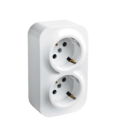 Legrand Quteo IP 20 Белый Розеточный блок с предварительным подключением 2 x 2К+З с защитными шторками - 16 A - 250 В~