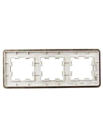 IEK BRITE DECOR Латунь металл. скругл.угол Рамка 3-м РУ-3-1-Бр RE