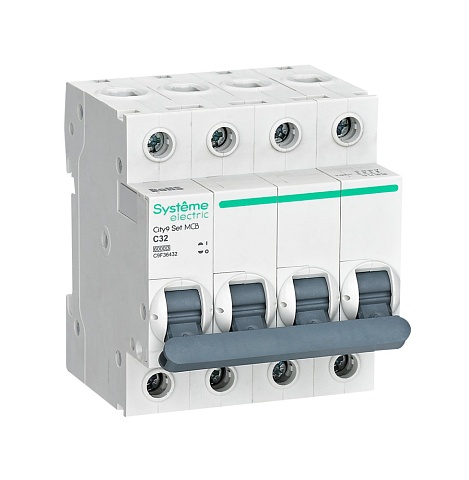 Systeme Electric City9 Set Автоматический выключатель (АВ) С 32А 4P 6kA 400В