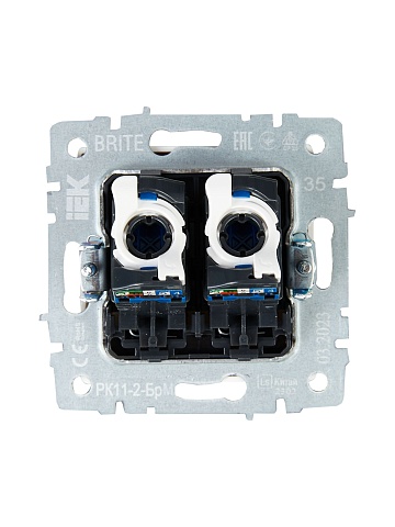 IEK BRITE BASE Маренго Розетка комп. 2-ая RJ45 кат.6 РК11-2-БрМ