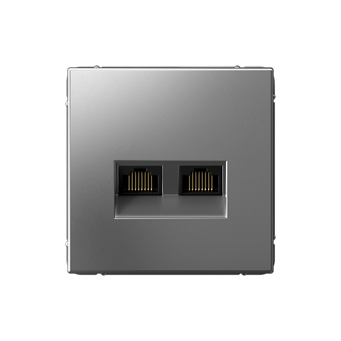 Systeme Electric ArtGallery Сталь Розетка двойная компьютерная RJ45+RJ45, кат. 5е, механизм