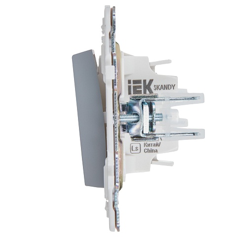 IEK SKANDY Серый Выключатель 1-клавишный кнопочный 10А SK-V14Gr