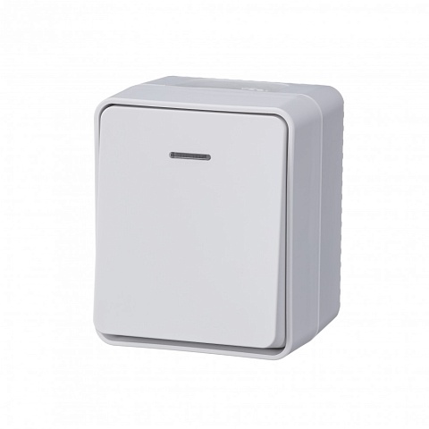 SE AtlasDesign Profi54 Наруж Белый Выключатель 1-клавишный  с подсветкой 10 АХ IP54