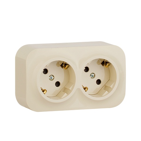 Legrand Quteo IP 20 Слоновая кость Розеточный блок с предварительным подключением 2 x 2К+З с защитными шторками - 16 A - 250 В~