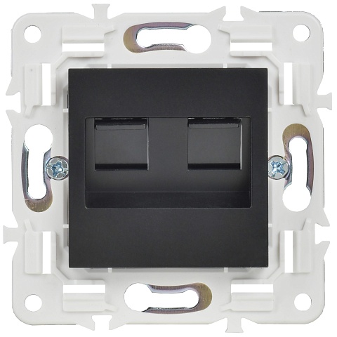 IEK SKANDY Черный Розетка компьютерная двойная RJ45 кат.5E SK-K03Bl