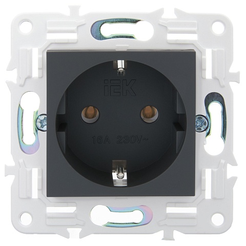 IEK SKANDY Графит Розетка с/з без защитных шторок 16А SK-R05G