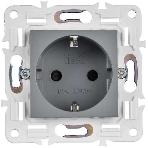 IEK SKANDY Серый Розетка с/з с защитными шторками 16А SK-R04Gr