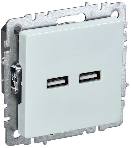 IEK BRITE Роз. USB A+A 3,1А РЮ10-1-БрЖ жемч.