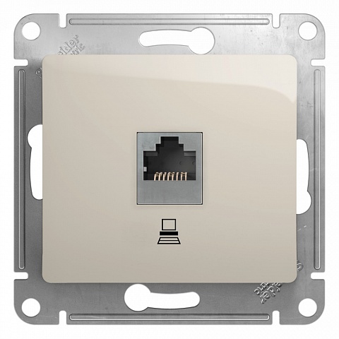 SE Glossa Молочный Розетка компьютерная RJ45 кат.5E