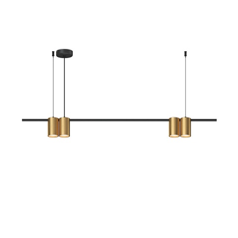 Denkirs DK4061-BK+SG Подвесной светильник ORBIT, IP20, 4xGU10 LED до 15 Вт, черный + сатинированное золото, алюминий
