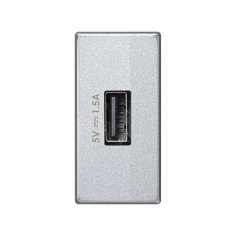 Simon Алюминий Зарядное устройство USB, К45, узкий модуль, 5 В, 1,5 А
