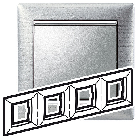 Legrand Valena Алюминий матовый Рамка 4-ая гориз