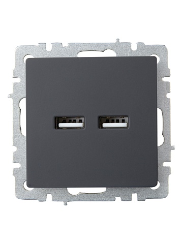 IEK BRITE Роз. USB A+A 3,1А РЮ10-1-БрГ граф.