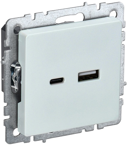 IEK BRITE Роз. USB A+C 18Вт РЮ11-1-БрЖ жемч.