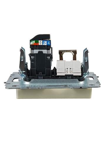 IEK BRITE Розетка двойная RJ11+RJ45 кат.5E РК/Т12-БрКр бежевый